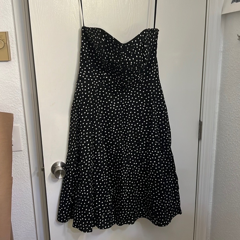 White House Black Market strapless pokadot dress size 10 EUC